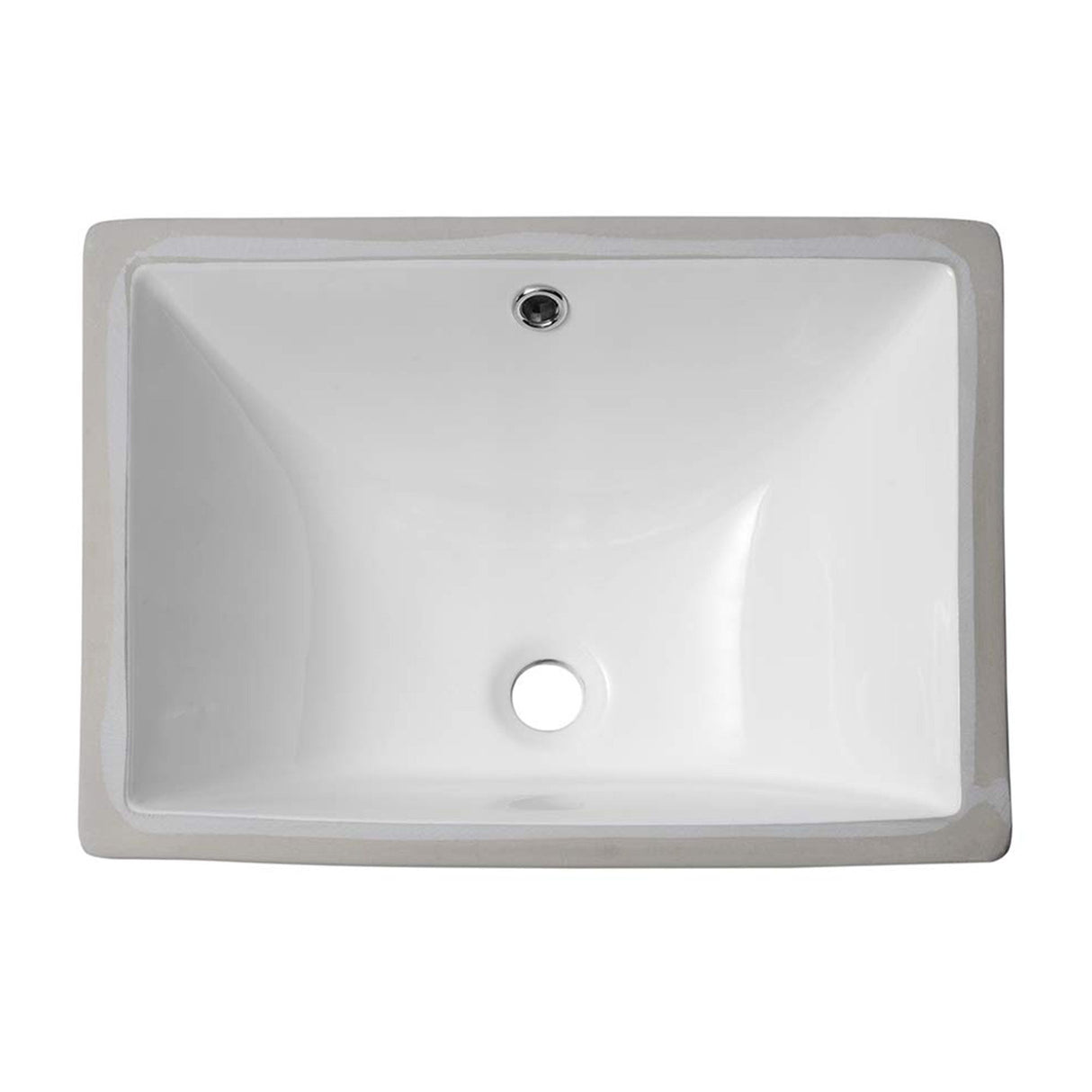 European Style White Ceramic Rectangular Undermount Bathroom Sink With Overflow
