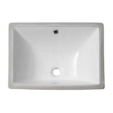European Style White Ceramic Rectangular Undermount Bathroom Sink With Overflow