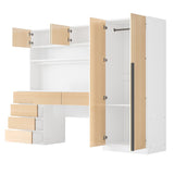 2 Door Storage Desk Wardrobe For Bedroom With Shelves And Drawers