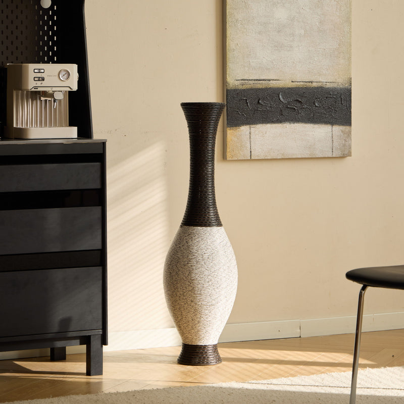 Tall Designer Floor Vase With Elegant 2 Tone