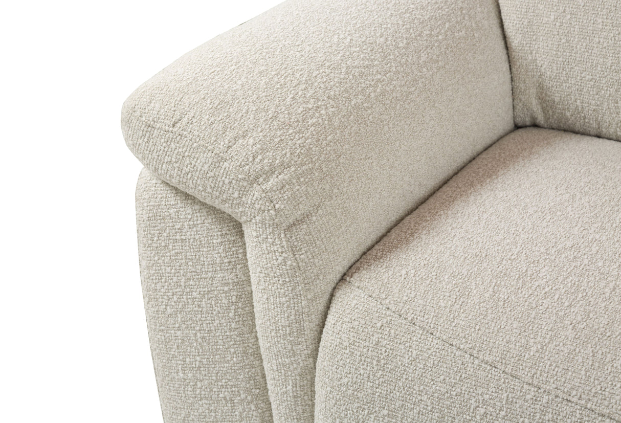 Dayana - Boucle Power Recliner Sectional Sofa For 5 People With Cupholder Console Adjustable Headrest - Beige