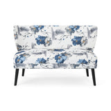 Elegant Classic Upholstered Loveseat With Curved Backrest