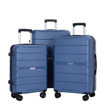 Hardshell Suitcase Spinner Wheels Pp Luggage Sets Lightweight Durable Suitcase With Tsa Lock, 3 Piece Set (20/24/28) - Blue