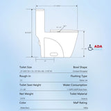 1.1 / 1.60 Gpf Dual Flush 1 Piece Toilet, Water Saving Elongated Comfort Height Floor Mounted, Soft Close Seat, 1000 Gram Map Flushing Score Toilet - Matte Black