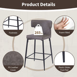 Modern Bar Stools With Upholstery And Metal Footrest (Set of 2)