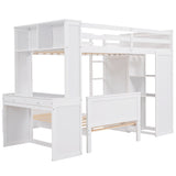 Loft Bed With A Stand Alone Bed, Shelves, Desk, And Wardrobe