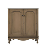 Vintage Bathroom Vanity With Ceramic Sink, Adjustable Shelves