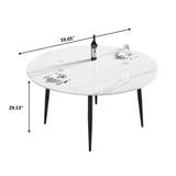 Modern Man-Made Stone Round Metal Dining Table-Position For 6 People