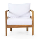 Outdoor Acacia Wood Patio Club Chair, Waterproof Thick Cushion, Deep Seating