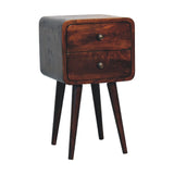 Mini Curved Nightstand - Walnut