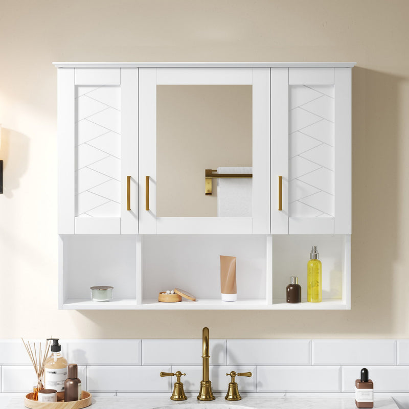 Modern Wall Mounted Medicine Cabinet With Adjustable Shelves, Soft Close Doors, High Define Mirror