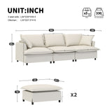 Sectional Sofa With Ottoman Cloud Couch Set With Throw Pillows, Free Combination