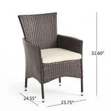 Clementine - Outdoor Wicker Dining Chairs Set With Water Resistant Cushions (Set of 2) - Brown Multi