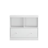 Toy Storage Organizer With Large Drawer And Low Bookshelf For Nursery & Playroom - White