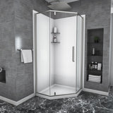 Semi Frameless Neo Angle Hinged Shower Enclosure With Clear Tempered Glass - Brushed Nickel