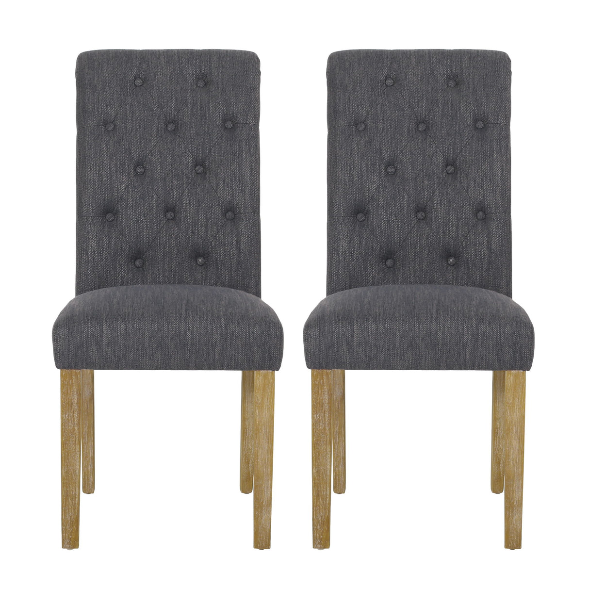 Contemporary Dining Chair (Set of 2) With Button Tufted Design - Charcoal