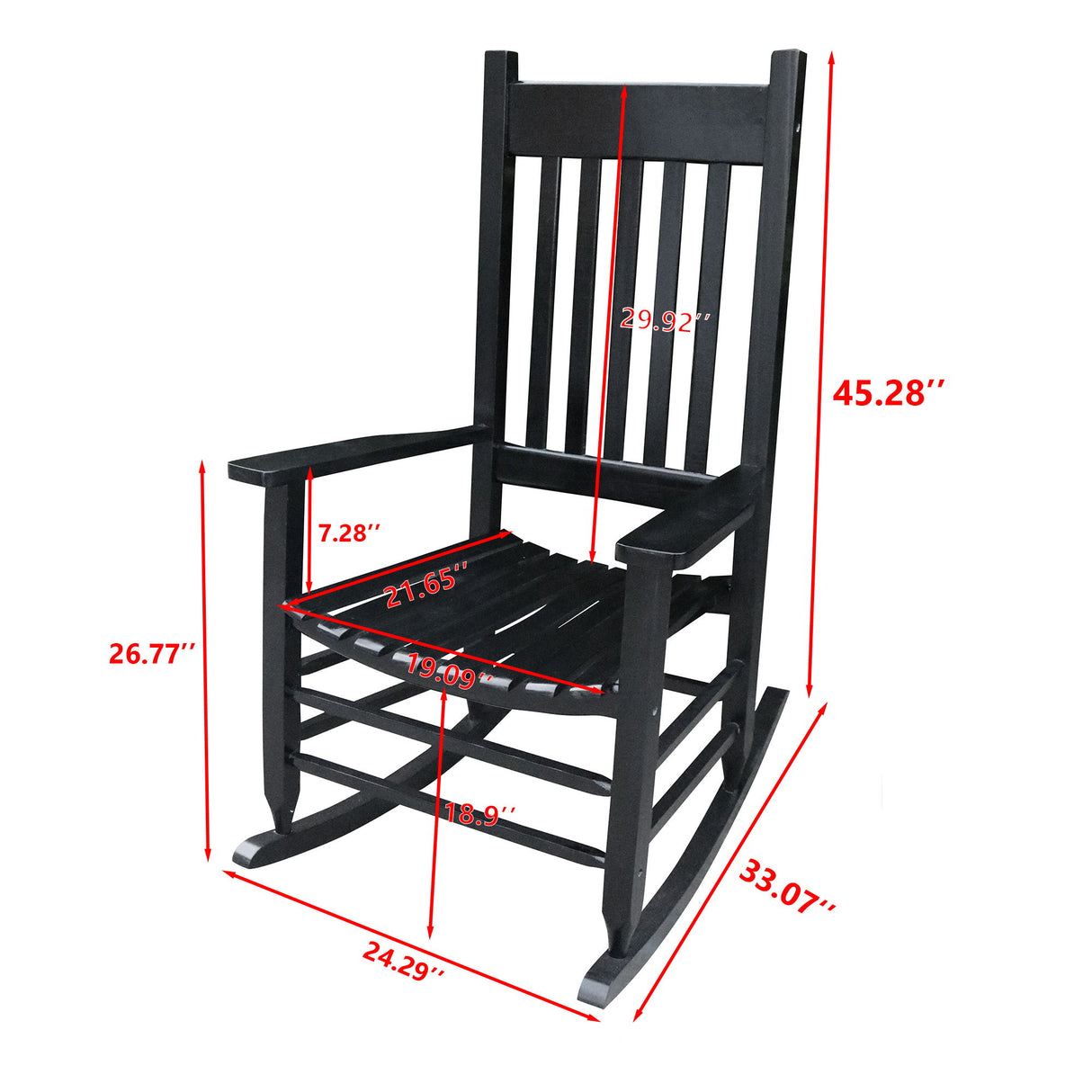 Classic Wooden Porch Rocker Chair White Populus Wood Comfortable Design