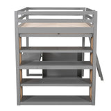 Loft Bed With Ladder, Shelves, And Desk