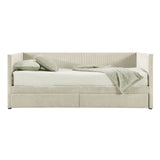 Corduroy Daybed With Two Drawers And Wood Slat