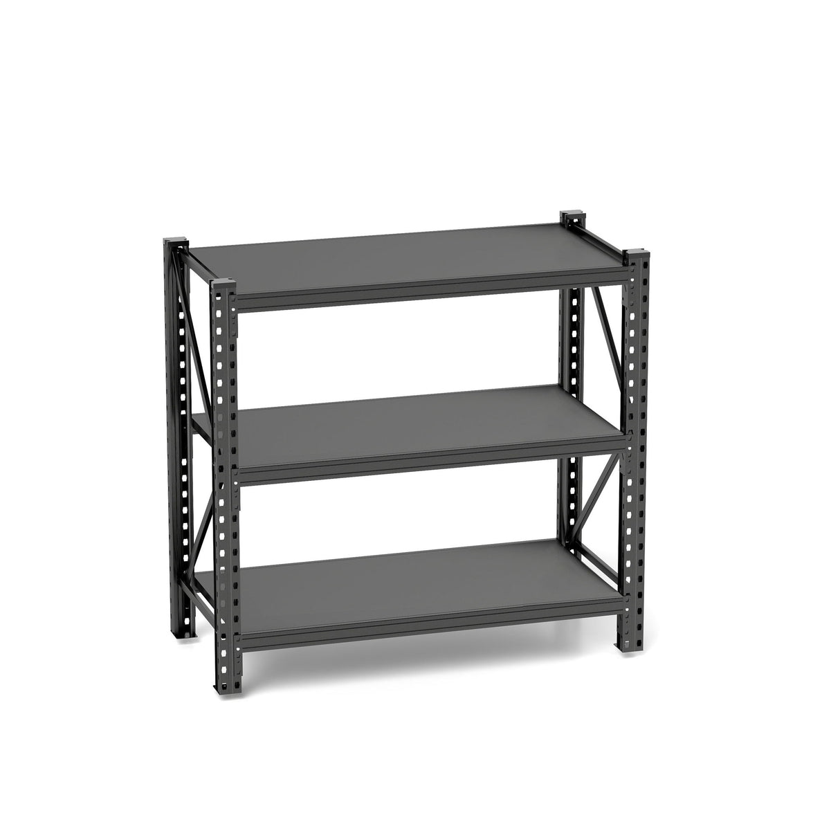 3 Tier Industrial Shelving Rack, Heavy Duty Steel Shelving Unit Adjustable - Black
