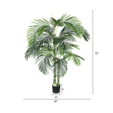 6Ft Golden Cane Artificial Palm Tree With Plastic Pot, Tropical Faux Palm, Indoor / Outdoor Decoration - Green Leaves