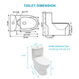 1 Piece Toilet For Bathroom, Dual Flush, Soft Closing Seat - White
