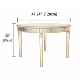 Round Glass Dining Table With Mirror Top - Silver