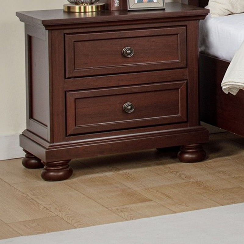 1 Piece Nightstand, 2 Drawer Storage Bedroom Furniture - Brown / Cherry