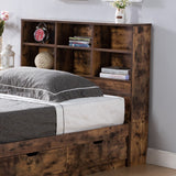 Bookcase Headboard 6 Shelves 3 Shelves Adjustable Top Panel Rounded Corners