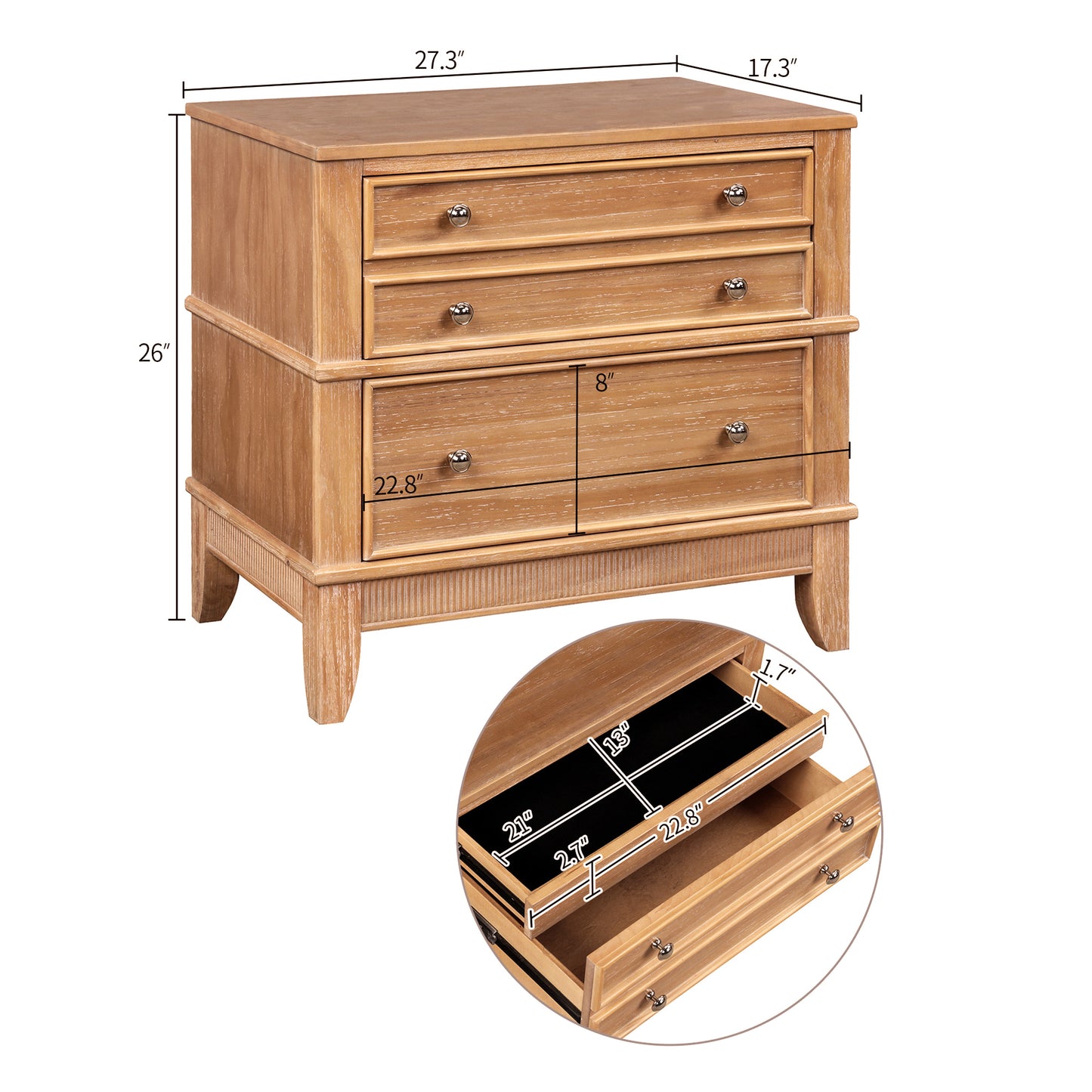 Hazel 3-Drawer Hazel 3-Drawer Side Table for Living Room, Hallway, Entryway(Old SKU:WF315640AAD)