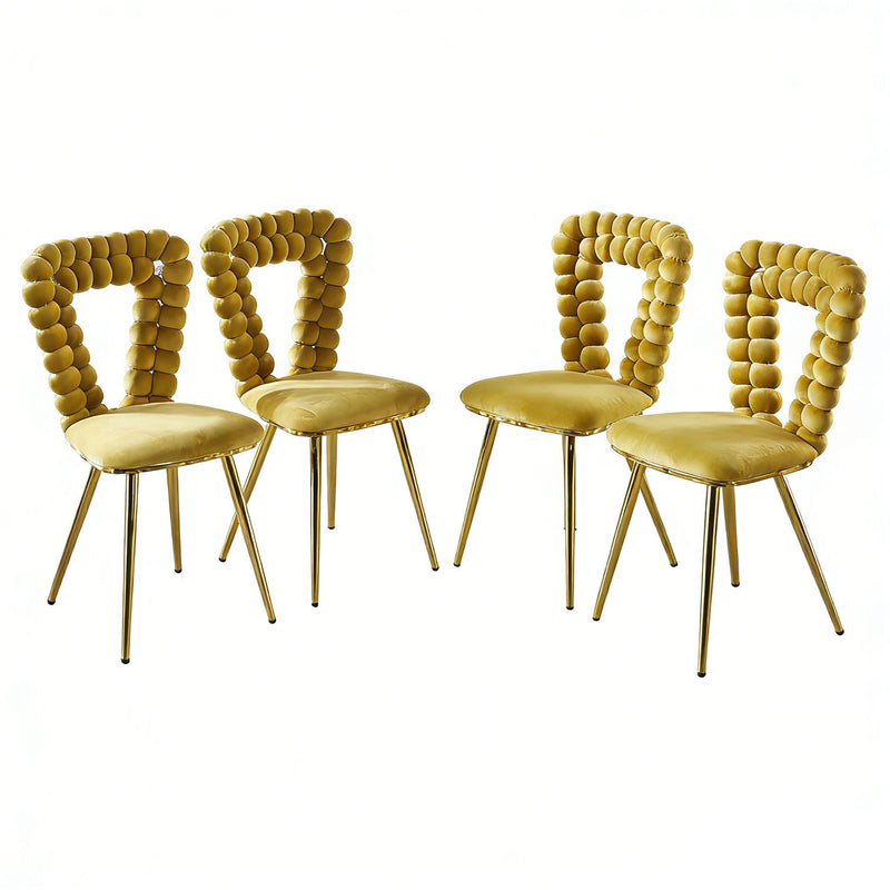 Modern Chair With Iron Tube Legs, Soft Cushions And Comfortable Backrest, Suitable For Dining Room, Living Room, Cafe, Hairball Back