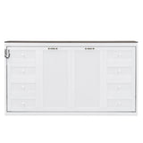 Murphy Bed With LED Light, Foldable Wall Bed Cabinet