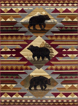 Nature's Nest - 5'3" X 7'3" Lodge Area Rug Polypropylene - Multi, Red