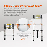Telescopic Extension Ladder, Folding Portable Multi Purpose For Indoor Outdoor Work - Black