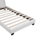 Upholstered Leather Platform Bed With Rabbit Ornament