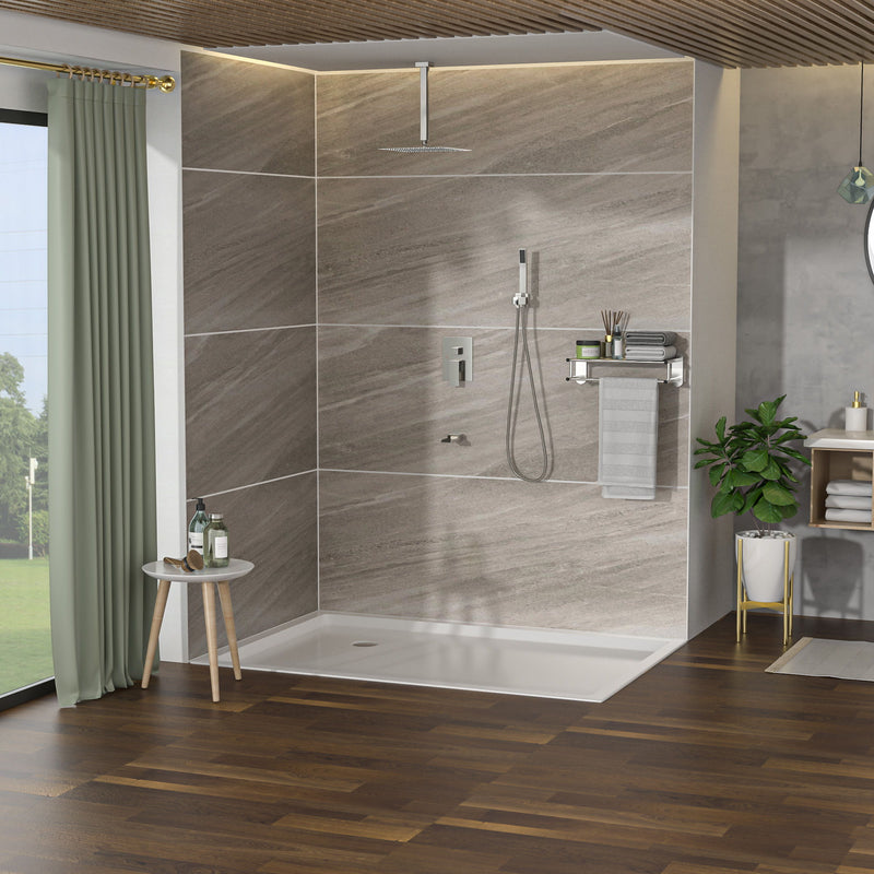 16" Ceiling Mount Square Shower System With Waterfall Tub Spout And Rough In Valve