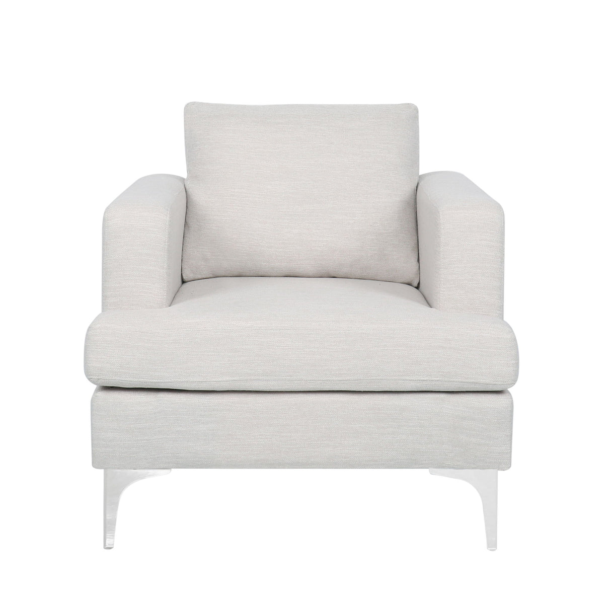 Upholstered Fabric Club Chair With Iron Legs - Beige