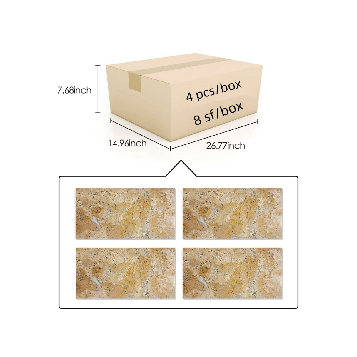 Marble For Floor And Wall Polished Marble Tile Stone (Set of 4) - Beige / Gold