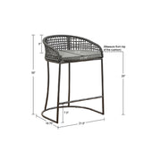 Coastal Woven Counter Stool With Upholstered Seat