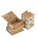 Book Boxes With Birds, Flowers, And Handwriting Design (Set of 4) - Multi