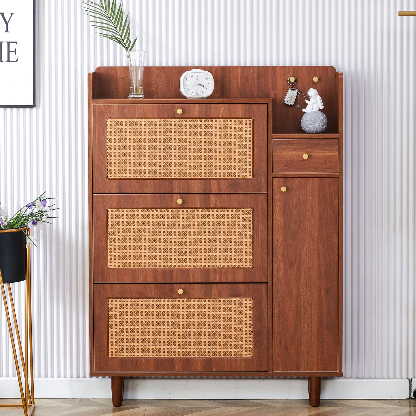 Modern minimalist storage cabinet, Japanese rattan shoe cabinet, bed top cabinet, small home furniture. Suitable for corridors and living rooms. GZ-DI-03