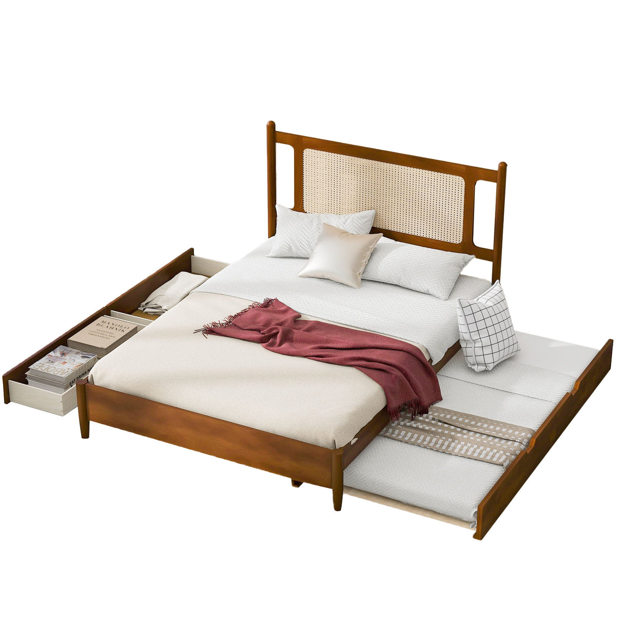 Platform Bed With 2 Big Drawers & Trundle