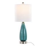 Bottega - Contemporary Table Lamp (Set of 2) - Sapphire Blue / Nickel / White