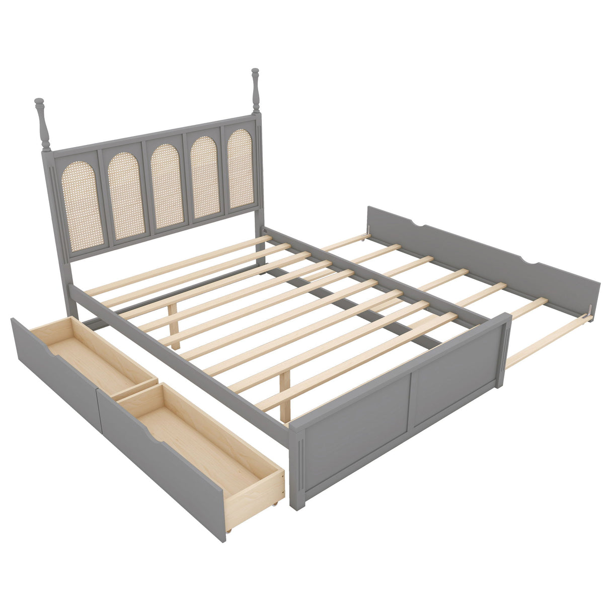 Platform Bed With With 2 Big Drawers With Trundle