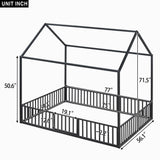 Metal House Bed With Fence And Door