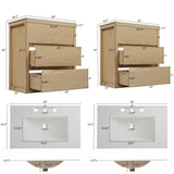 Double Sinks Bathroom Vanity Set With 2 Ceramic Basins