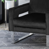 Modern Glam Club Arm Chair With Velvet Upholstery And Stainless Steel Legs - Black