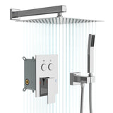 Dual Shower Head System With Square Rain Shower And Rough In Valve