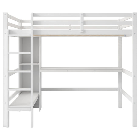 Loft Bed With Built In Desk And Multifunction Shelves