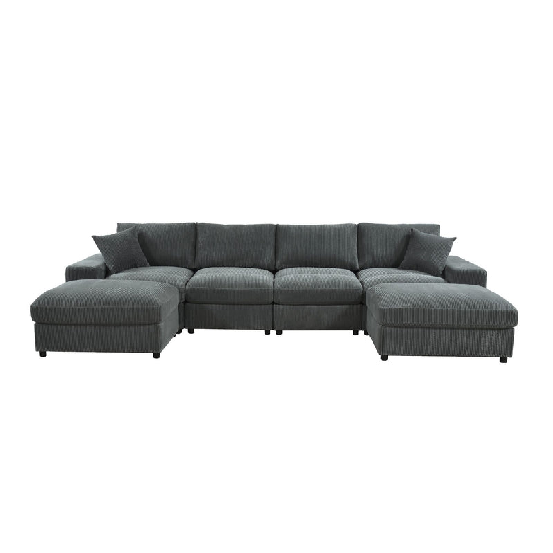 Sectional Sofa With 2 Ottomans And Toss Pillows